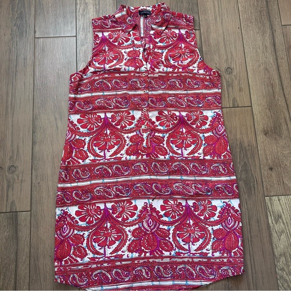 The Limited Dresses & Skirts - The Limited Red Bohemian Paisley Floral  Print Sleeveless Collared Dress Size L